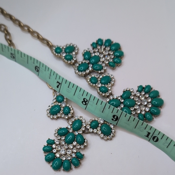 J. Crew Green and Gold Floral Necklace Statement Piece - Picture 5 of 5